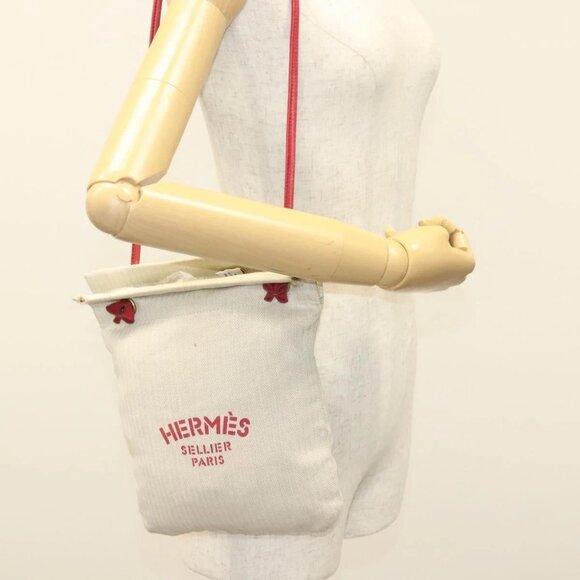 HERMES Aline PM Shoulder Bag Cotton Beige Gold Auth 136371 - Picture 1 of 15